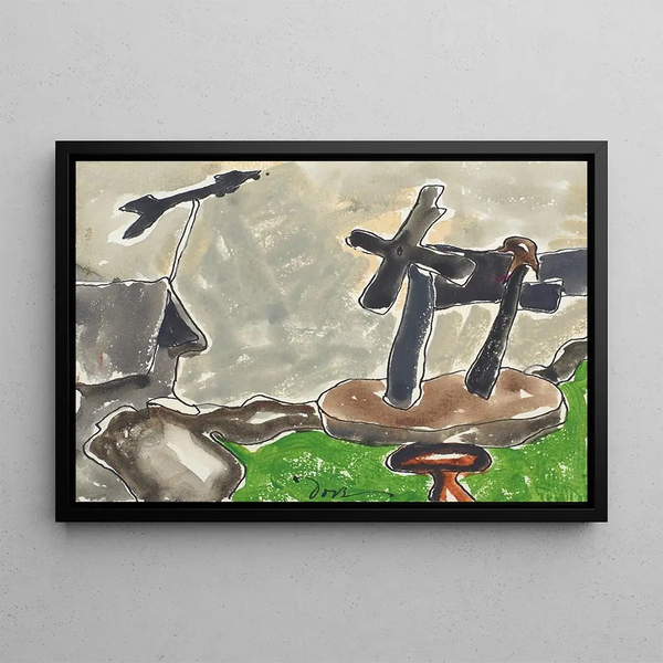 Landschaft mit Wetterfahne - Arthur Dove — gerahmtes Bild an der Wand