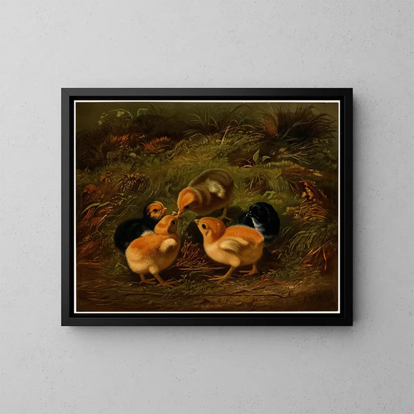 Poules - Arthur Fitzwilliam Tait — gerahmtes Bild an der Wand