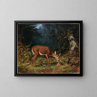 Amour maternel - Arthur Fitzwilliam Tait — gerahmtes Bild an der Wand