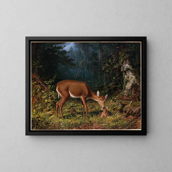 Amour maternel - Arthur Fitzwilliam Tait — gerahmtes Bild an der Wand