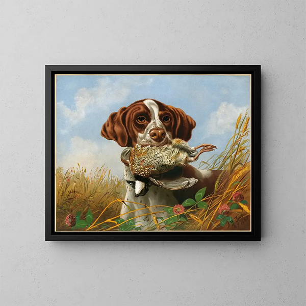 Pointer und Fasan - Arthur Fitzwilliam Tait — gerahmtes Bild an der Wand