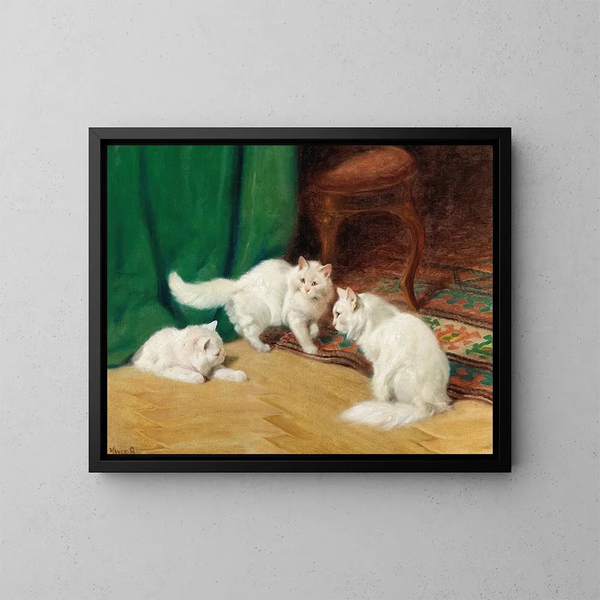 Gespräch zwischen den Katzen - Arthur Heyer — gerahmtes Bild an der Wand