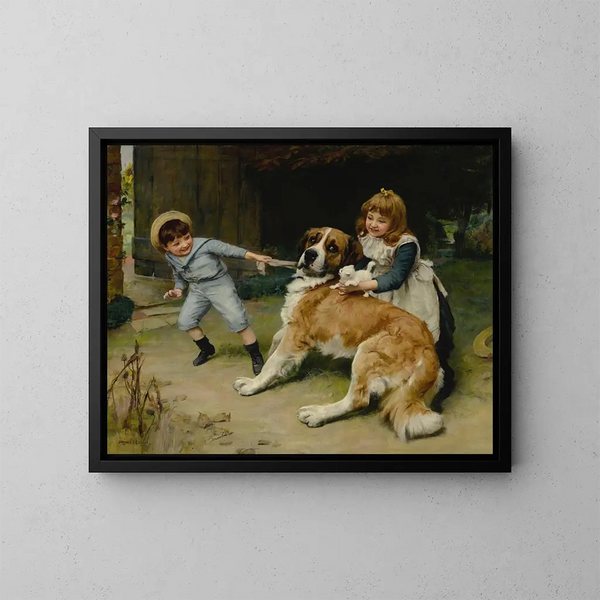 Freund oder Feind - Arthur John Elsley — gerahmtes Bild an der Wand