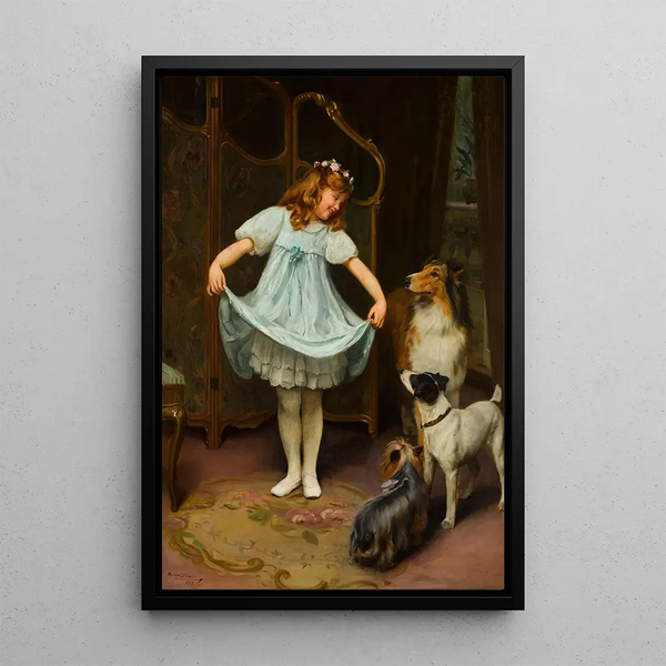 Die neue Robe - Arthur John Elsley — gerahmtes Bild an der Wand