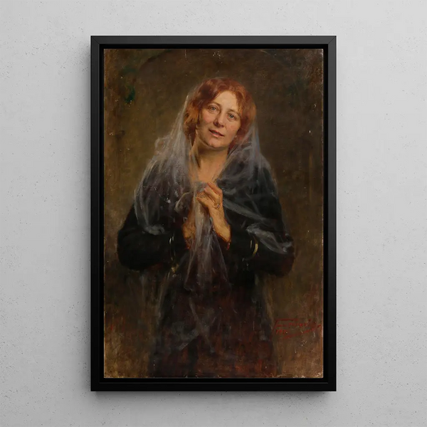Reproduktion des Gemäldes Portrait einer Dame mit Schleier L' Ehefrau des Künstlers - Arthur von Ferraris