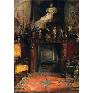 Arthur Von Ferraris - Interior With View Of A Fireplace And A Painting.webp