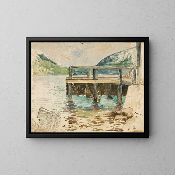 Landschaft mit einem Steg - Ary Ernest Renan — gerahmtes Bild an der Wand