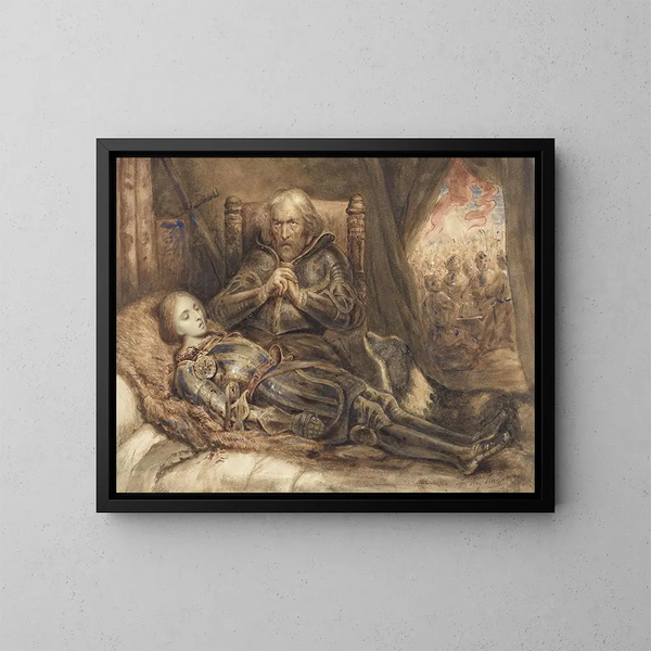 Eberhard von Württemberg in Trauer um seinen Sohn - Ary Scheffer — gerahmtes Bild an der Wand