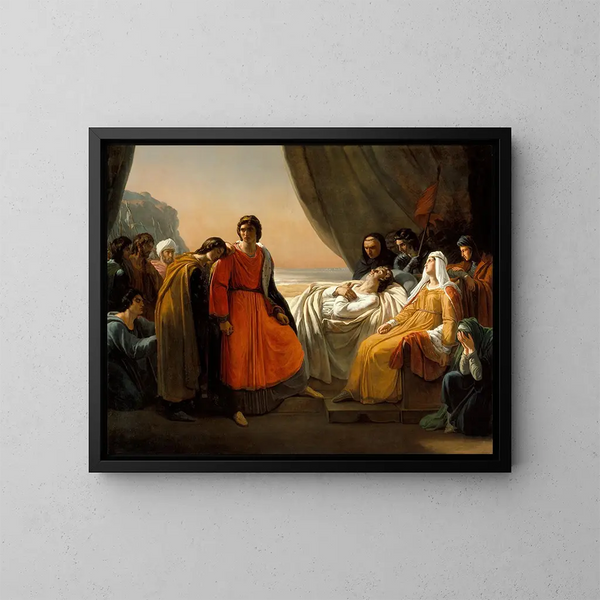Die Tod von Saint Louis - Ary Scheffer — gerahmtes Bild an der Wand