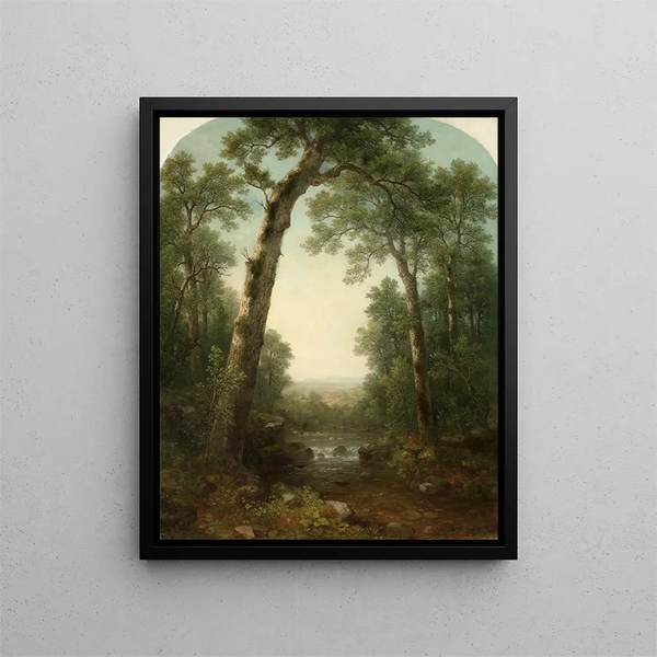 Bach im Wald mit Aussicht - Asher Brown Durand — gerahmtes Bild an der Wand