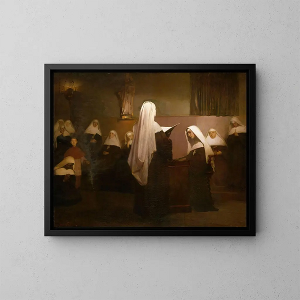 Messe de Noël gefeiert in einem französischen Kloster - Asta Nørregaard — gerahmtes Bild an der Wand