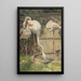 Drei rosa Flamingos in der Nähe eines Beckens - August Allebé — gerahmtes Bild an der Wand