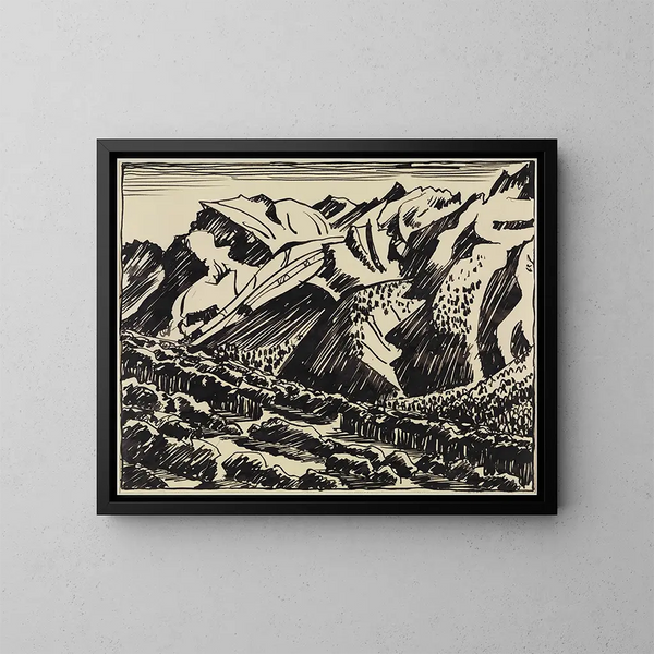 Bergell-Gemälde mit Berglandschaft - August Babberger — gerahmtes Bild an der Wand