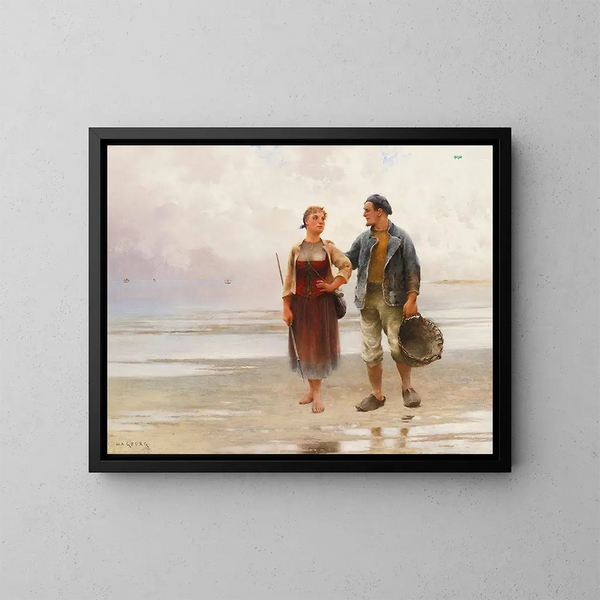 Reflexionen am Strand - August Hagborg — gerahmtes Bild an der Wand