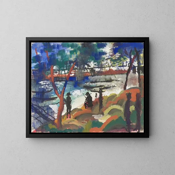 Fischer am Flussufer - August Macke — gerahmtes Bild an der Wand
