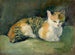 Chat auf grünem Kissen Gemälde I - August Macke — Ansicht des Kunstwerks