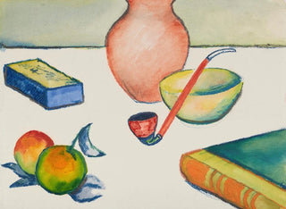 Natur stillleben mit Pfeife und Äpfeln - August Macke — Ansicht des Kunstwerks