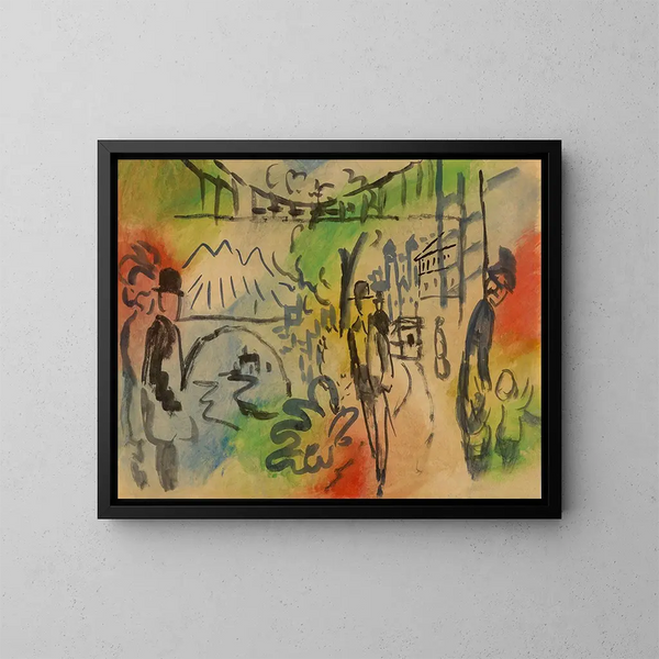 Promenade am Wasserufer - August Macke — gerahmtes Bild an der Wand