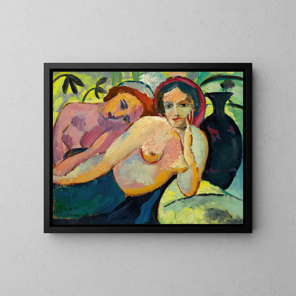 Zwei Mädchen im orientalischen Stil - August Macke — gerahmtes Bild an der Wand
