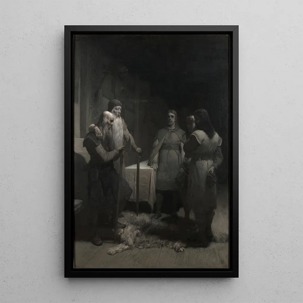 Der König Bele und Thorsten Vikingsson - August Malmström — gerahmtes Bild an der Wand
