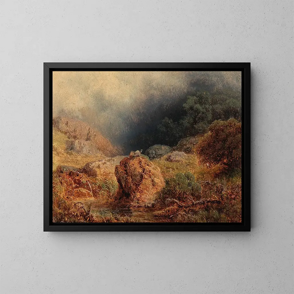 Unwetter in den Bergen - August Piepenhagen — gerahmtes Bild an der Wand