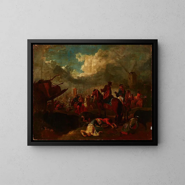 Schlachtenszene - August Querfurt — gerahmtes Bild an der Wand