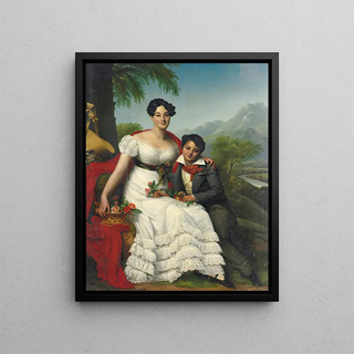 August Riedel - Portrait Of A Lady And Her Son.webp