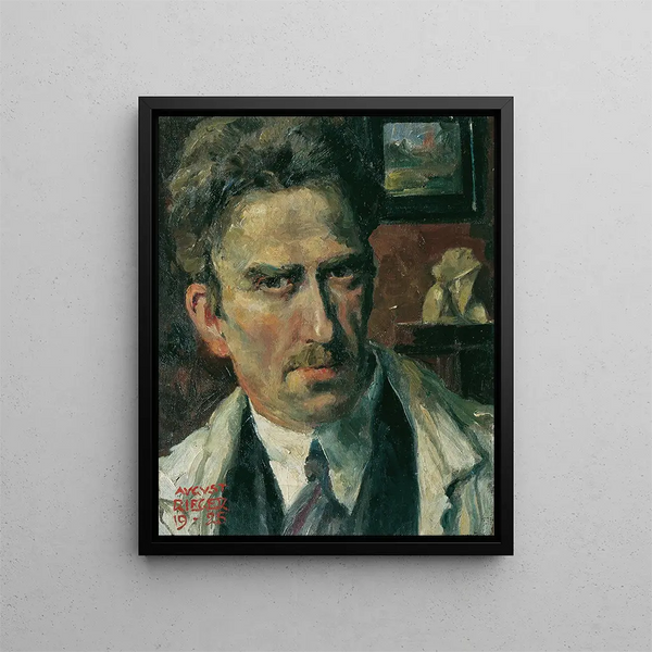 Selbstporträt - August Rieger — gerahmtes Bild an der Wand