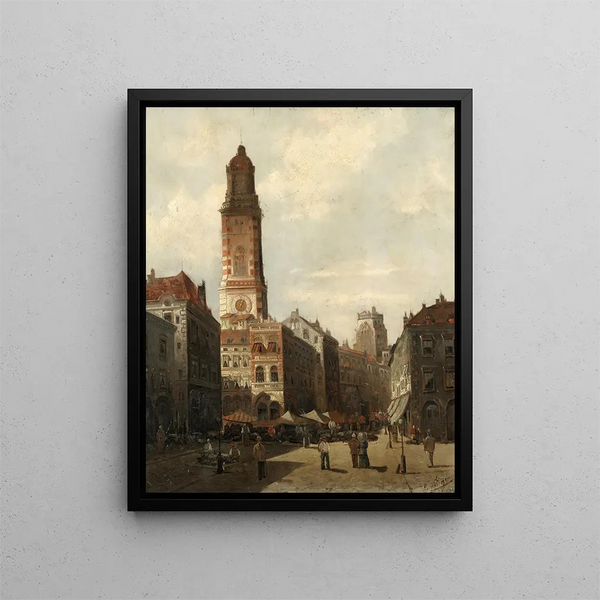 Ein Straßenmarkt - August von Siegen — gerahmtes Bild an der Wand