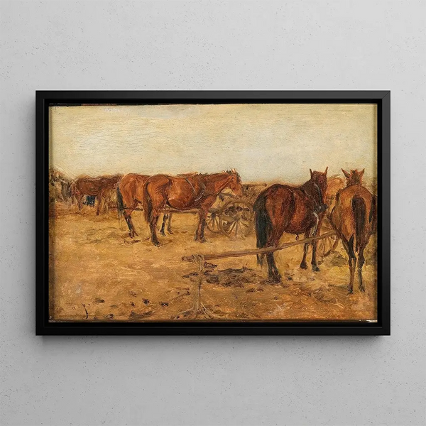 Eine Kutsche mit Pferden - August von Pettenkofen — gerahmtes Bild an der Wand