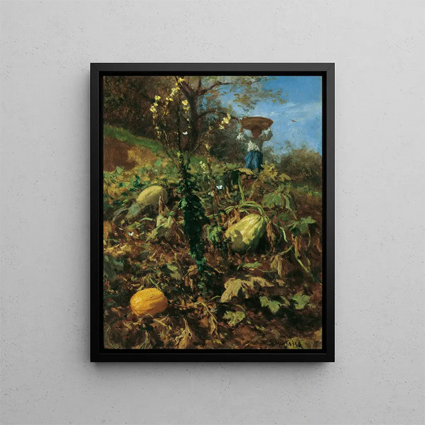 Der Kürbisgarten - August von Pettenkofen — gerahmtes Bild an der Wand
