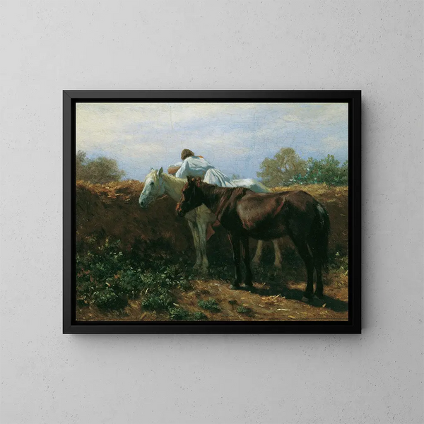 Der Kuss I - August von Pettenkofen — gerahmtes Bild an der Wand