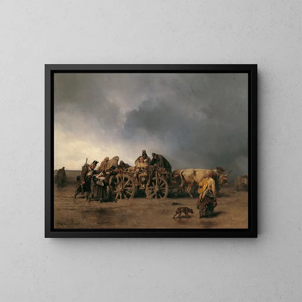 Der Transport der Verwundeten I - August von Pettenkofen — gerahmtes Bild an der Wand