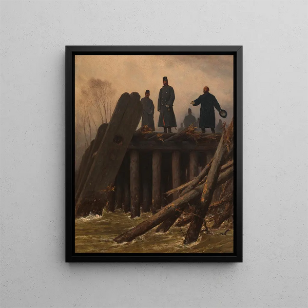 L'inondation im Februar 1862 - August von Pettenkofen — gerahmtes Bild an der Wand