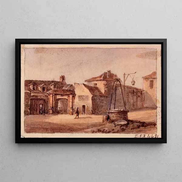Ansicht der Überreste der Kirche Saint-Martin, Place de la Collégiale, Faubourg Saint-Marcel - Auguste Sébastien Bénard — gerahmtes Bild an der Wand