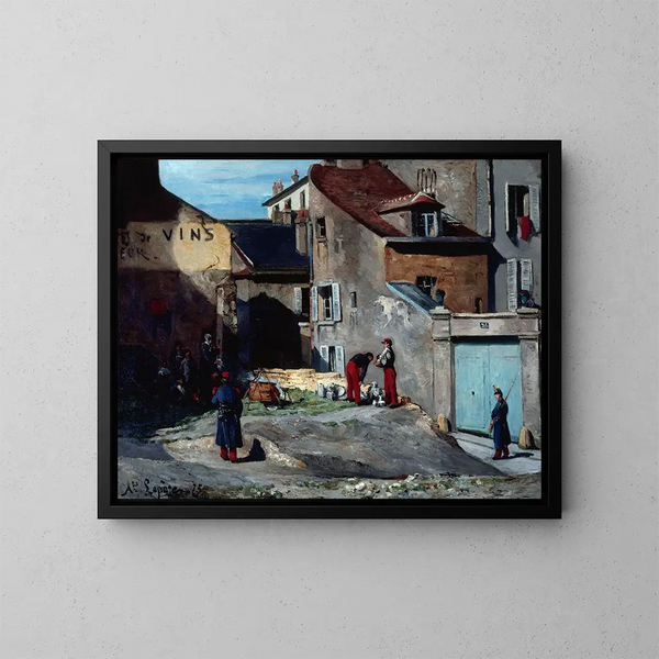 Episode der Kommune, Rue des Rosiers, Montmartre - Auguste Louis Lepère — gerahmtes Bild an der Wand