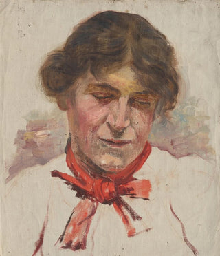 Aurel Ballo - Head Study of Woman with Red Bow.webp