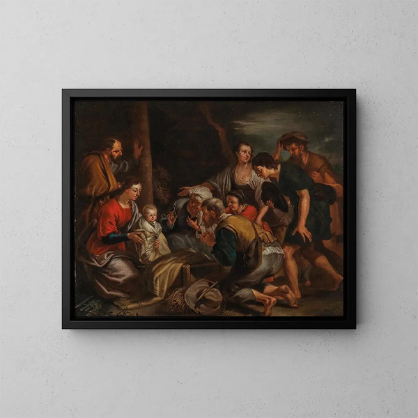 L'Adoration des bergers - Balthasar Beschey — gerahmtes Bild an der Wand