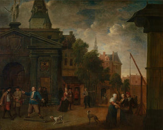 Theater im Freien in der Hof in Antwerpen - Balthasar van den Bossche — Ansicht des Kunstwerks