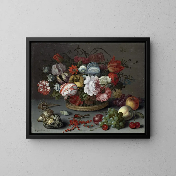 Blumenkorb - Balthasar van der Ast — gerahmtes Bild an der Wand