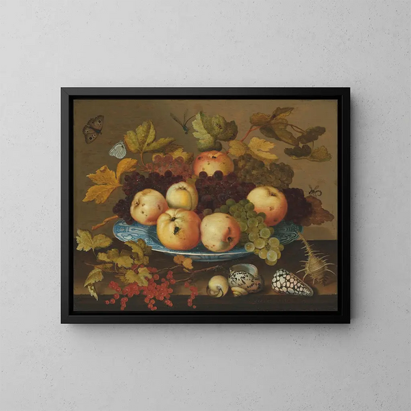 Früchte in einer Porzellanwanli-Schale auf einem Tisch - Balthasar van der Ast — gerahmtes Bild an der Wand