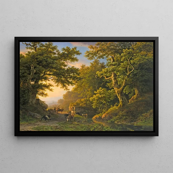 Barend Cornelis Koekkoek - Figures In A Wooded Landscape.webp