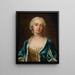 Portrait von Augusta, Prinzessin von Wales, mit Perlen und blauer Cape mit Hermelinfutter - Barthélemy du Pan — gerahmtes Bild an der Wand