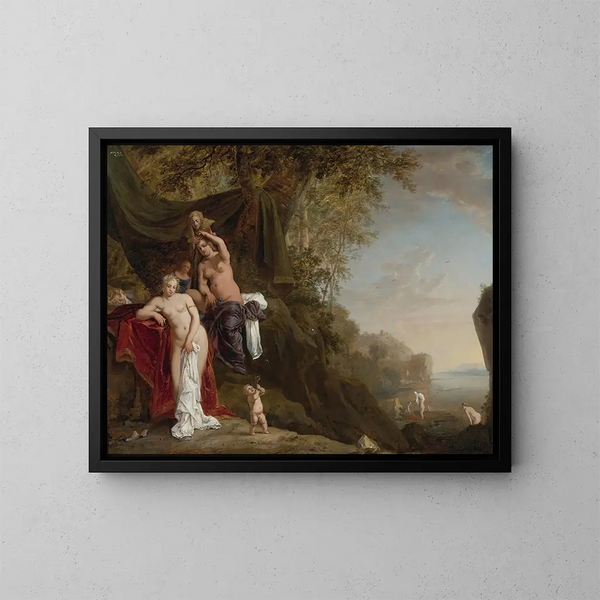 Nymphe beim Baden - Bartholomeus Breenbergh — gerahmtes Bild an der Wand
