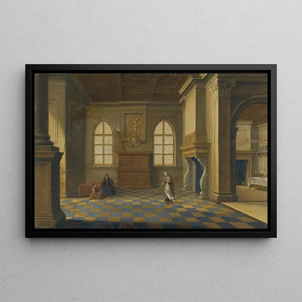 Der Christus im Haus von Maria und Martha - Bartholomeus van Bassen — gerahmtes Bild an der Wand