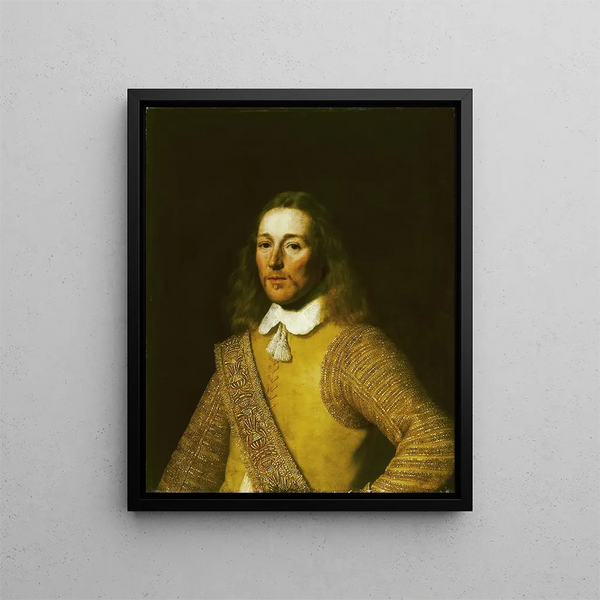 Portrait eines Offiziers - Bartholomeus van der Helst — gerahmtes Bild an der Wand