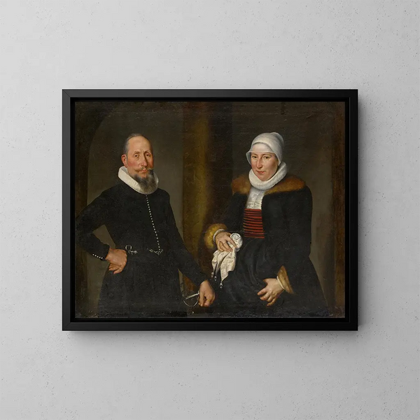 Doppelporträt von Lienhard Ltzelmann und seiner Frau Margreth Wohnlich - Bartholomäus Sarburgh — gerahmtes Bild an der Wand