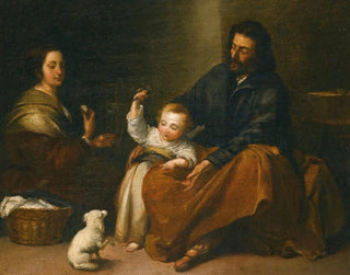 Die Heilige Familie in einem Interieur - Bartolomé Esteban Murillo — Ansicht des Kunstwerks