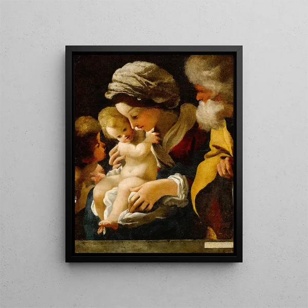 Die Heilige Familie mit Johannes dem Täufer - Bartolomeo Schedoni — gerahmtes Bild an der Wand