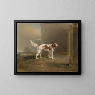 Ben Marshall - A white setter in a landscape by a gateway.webp